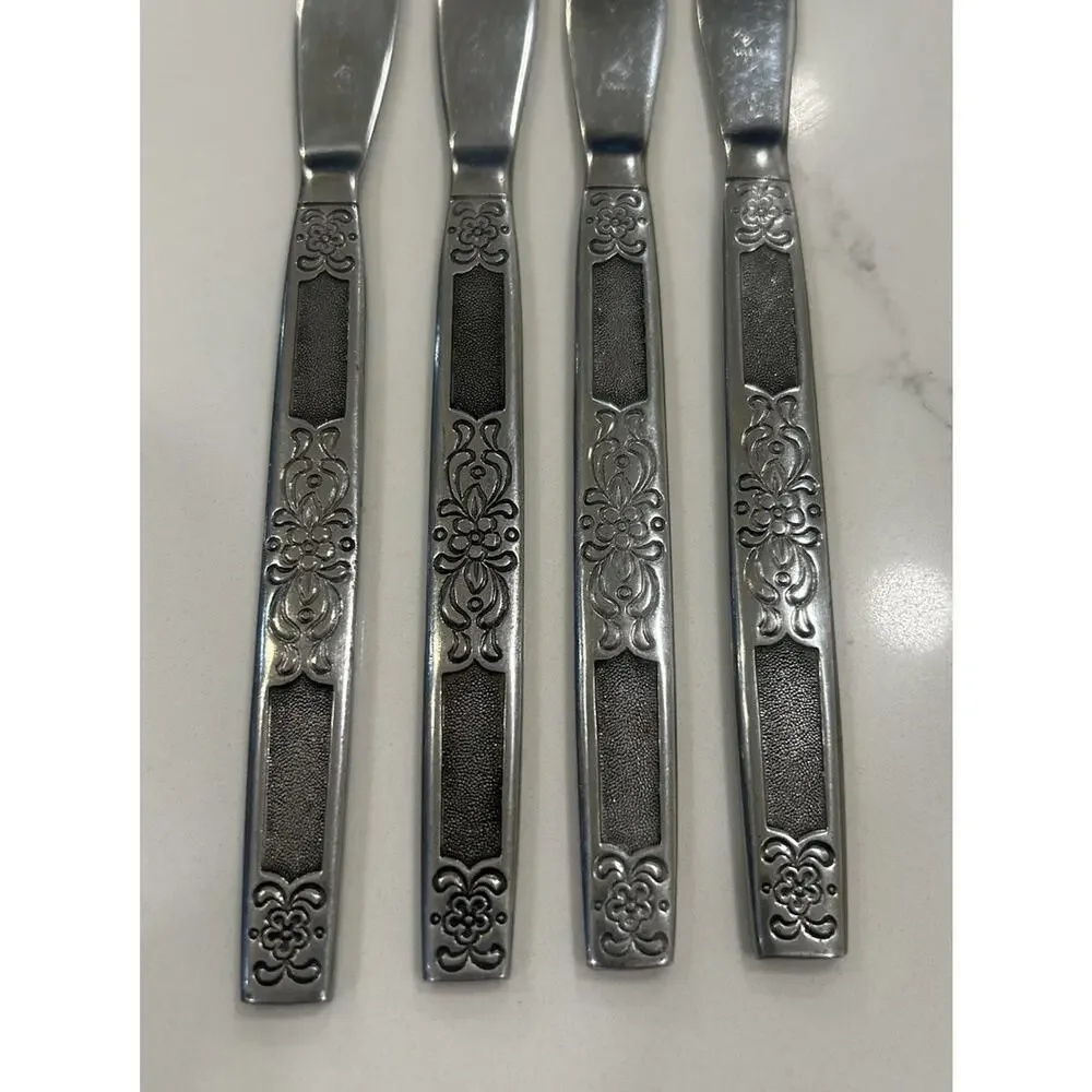 Vtg Oneida Silver Northland Moon Dance Set of 4 Dinner Knives 8” Flatware Lot - Picture 3 of 6